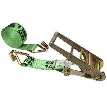 3 X 30' Green Ratchet Strap W/ Wire Hooks